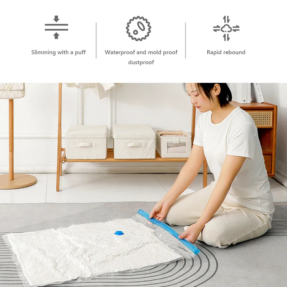 Vacuum Bag With Valve & Pump for Clothes Storing Large Plastic Compression Empty Bag Travel Accessories Storage Contain