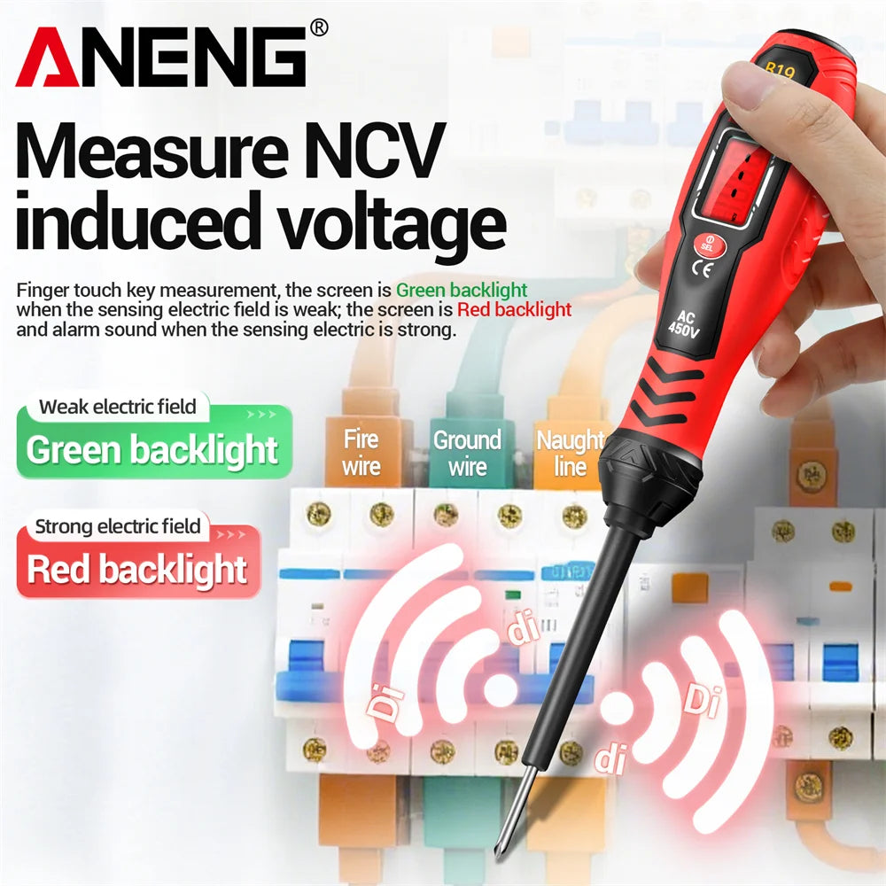 ANENG B19 Cross/flat Screwdriver Pen Small Handheld Test Pencil Non-contact Detection 30-1000V Voltage Buzzer Breakpoint Finder