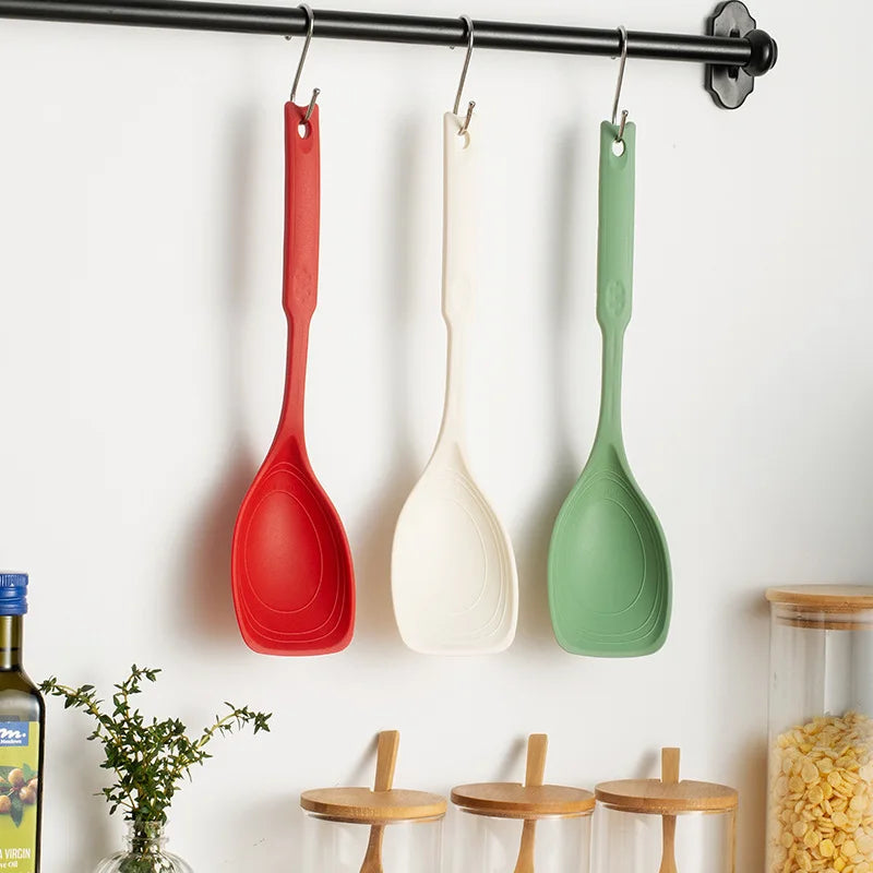 Large Silicone Cooking Spoon - Non-Slip Round Handle Serving Spoon - photo 3