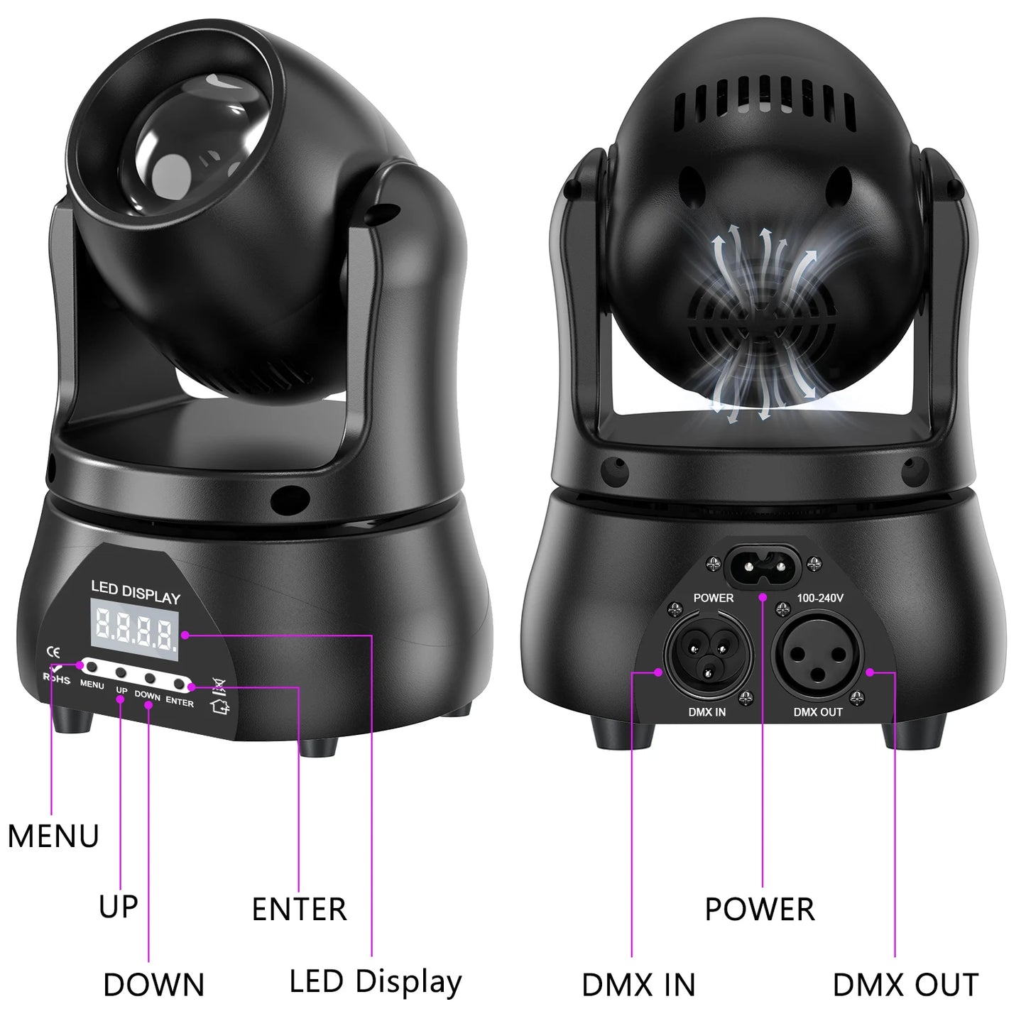 U'King 1/2Pcs 40W Beam Moving Head Light RGBW Disco DJ Lights DMX Stage Light For Wedding Party Concert Nightclub Dance Hall KTV