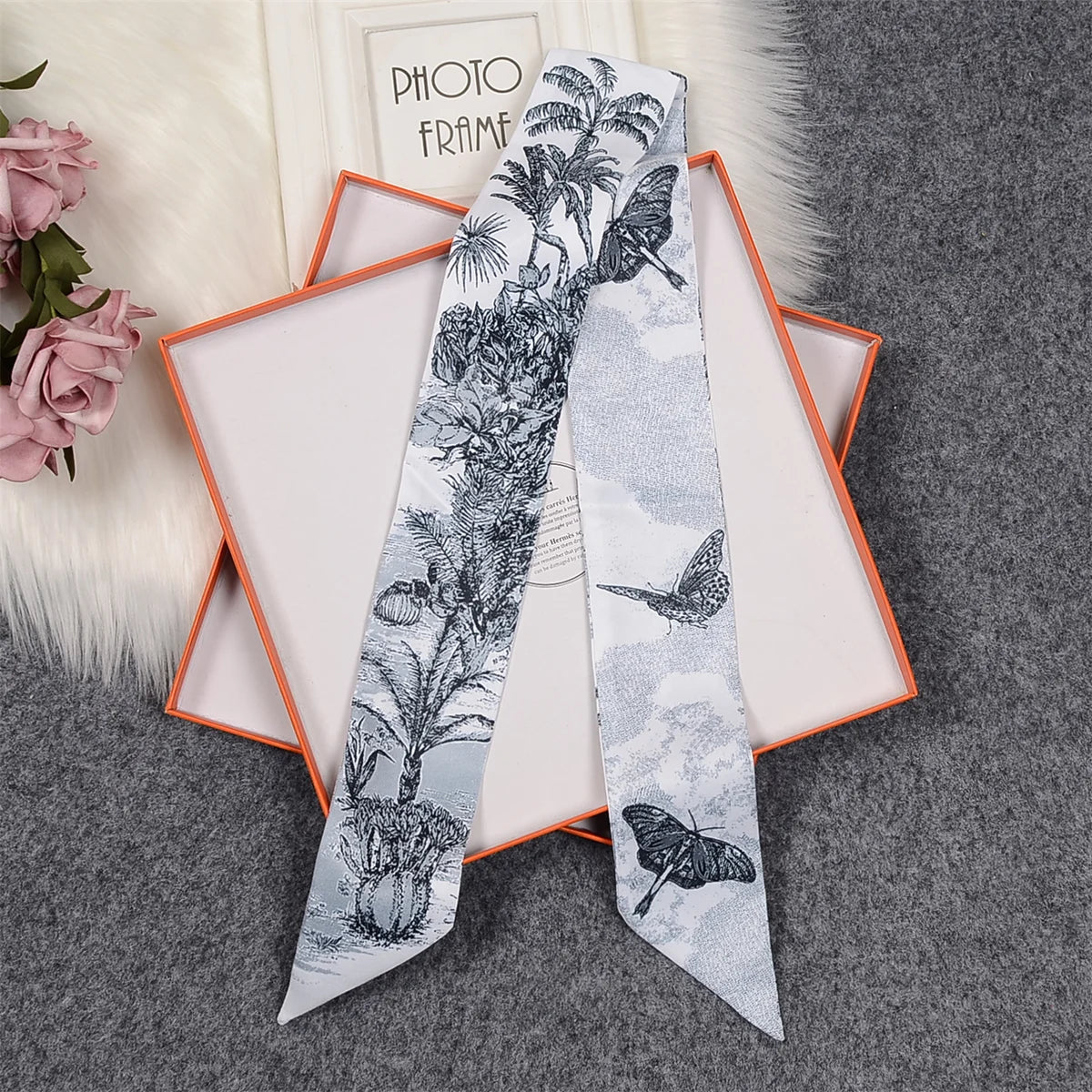 Tarot Constellation Silk Scarf for Women - Skinny Twill Neckerchief
