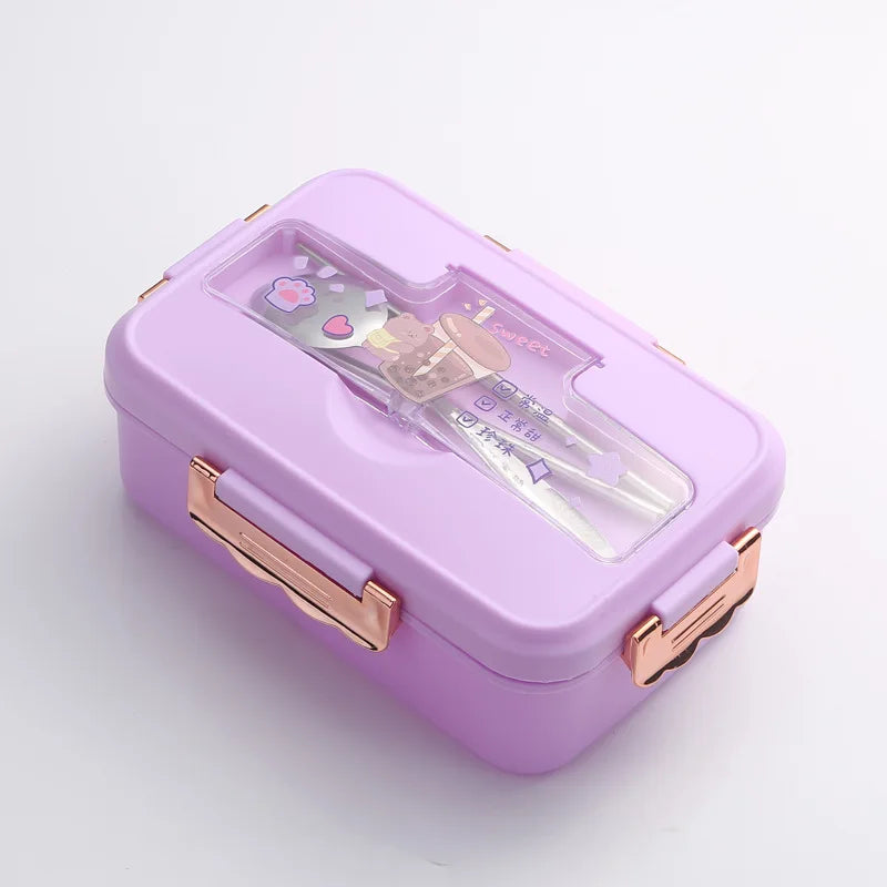 Dinosaur Kids Bento Lunch Box - 3 Grid Snack Box with Cutlery - photo 9