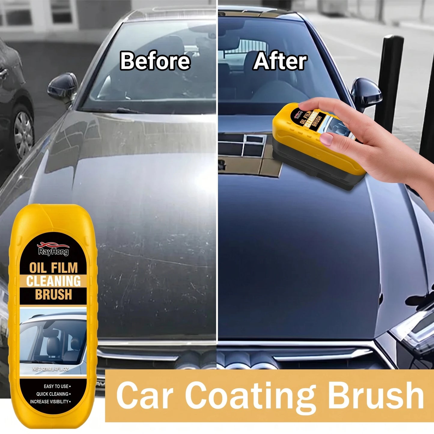 Crystal Clear Vision: Windshield Brush & Oil Film Remover for Front & Interior Windows