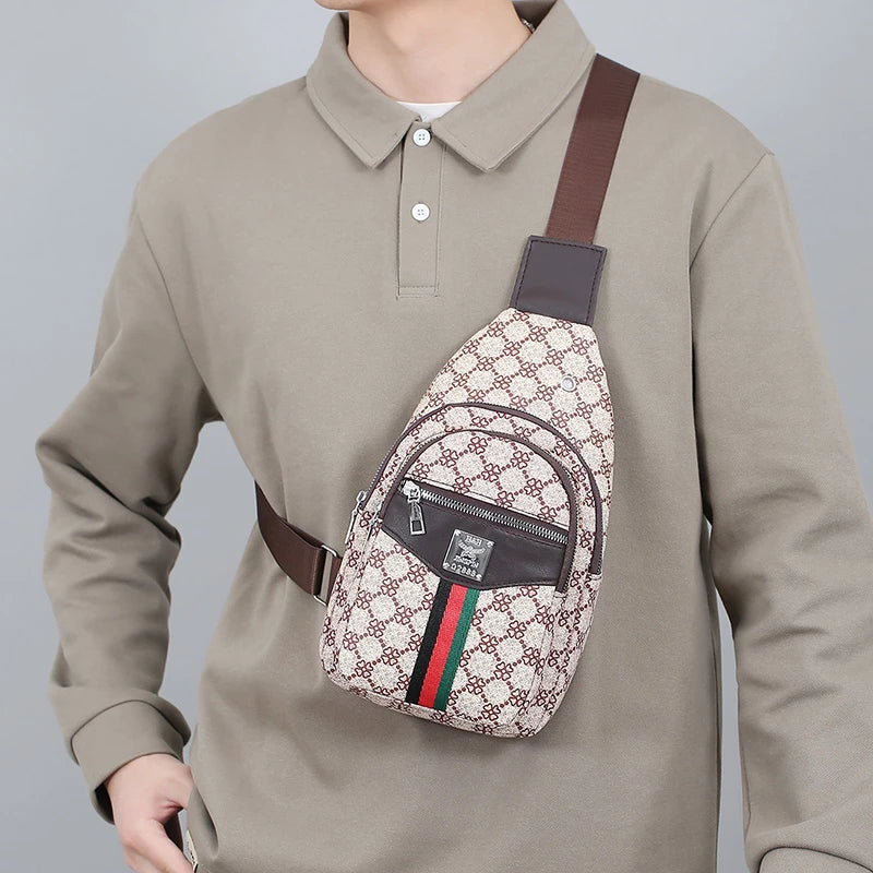 Men's Multifunction Messenger Bag Shoulder Cloth Chest Bags Crossbody Casual Handbag with Earphone Hole