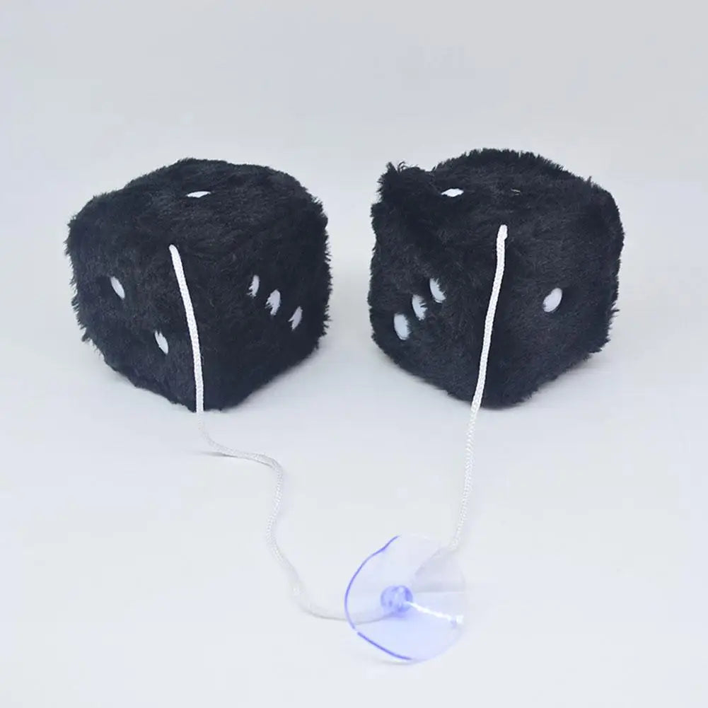 Big Long Hair Hot Stamping Dot Dice Plush Toy Cube Pendant Car Ornament Sieve Anime Car Decoration Accessories Auto Pendant