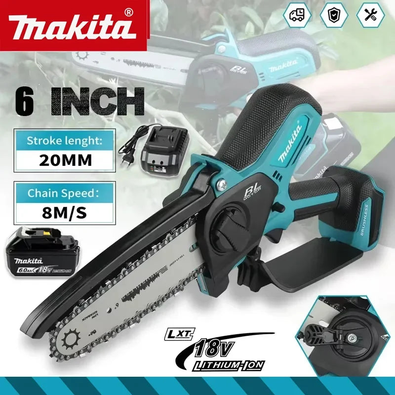 Makita  Woodworking with Small Handheld 18V Cordless Chainsaw for Electric 6-inch Logging Sawzall Mini Portable Chainsaw