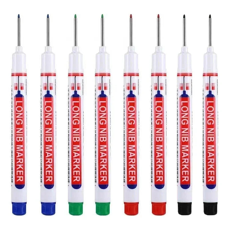 8Pcs/Set 20mm Deep Hole Long Nib Head Markers For Metal Perforating Pen Waterproof Bathroom Woodworking Decoration Multi-Purpose