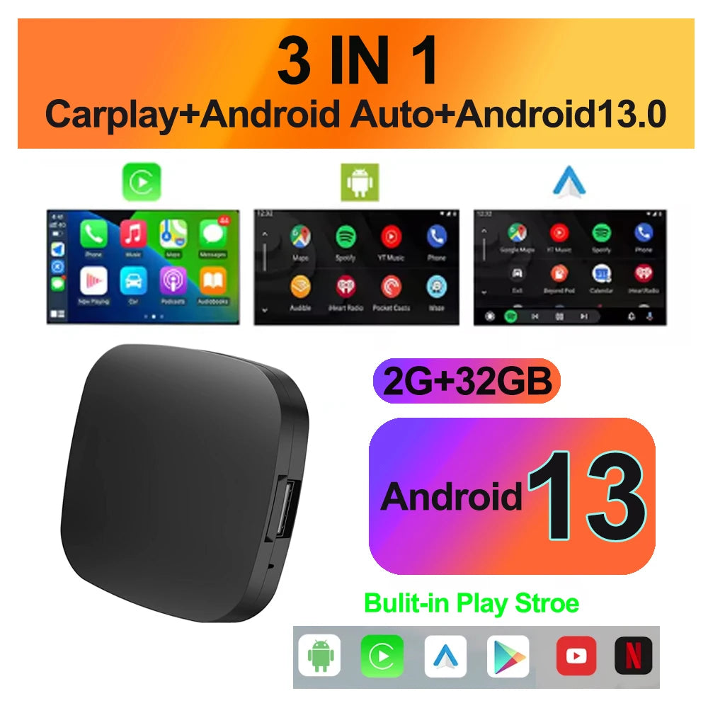 Android 13 CarPlay AI Box — Wireless CarPlay & Android Auto Adapter with App Store Support