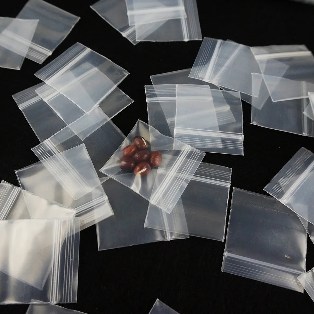 100pcs Mini Plastic Storage Bags Resealable Self Sealing Zipper Clear Plastic Pouch For Small Business Jewelry Storage Packaging