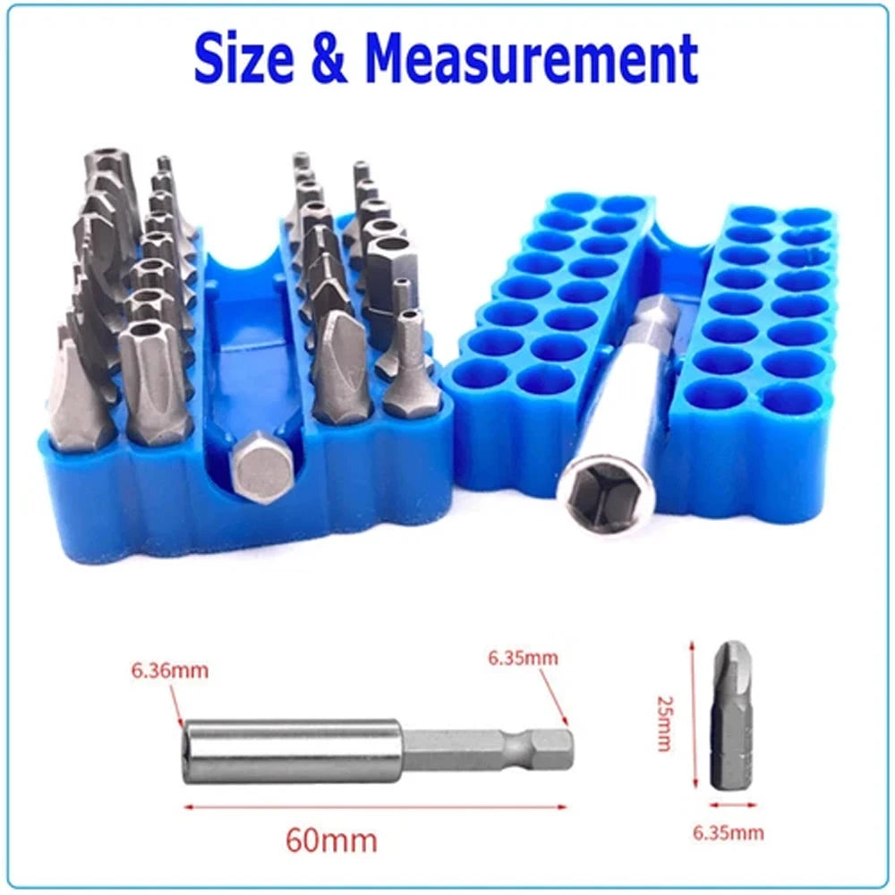 33PCS Professional Security Bit Set Tamper-Proof Multi-Type Screwdrivers With Magnetic Bit Holder Essential Tools For Home