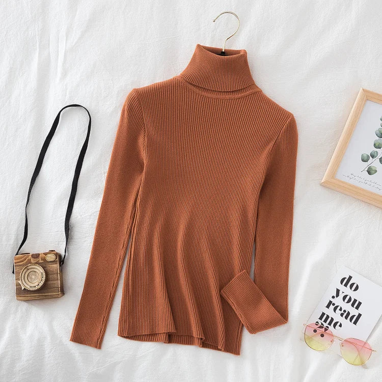 Women's Soft Turtleneck Sweater — Cotton Blend Knit