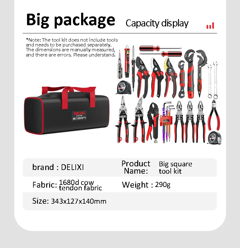 DELIXI ELECTRIC Tool Bag Oxford Cloth Portable Storage Bag, Professional Electrician and Carpenter Repair, Home Storage, HandBag