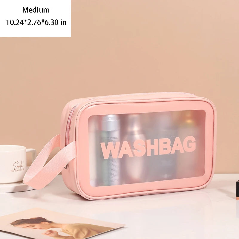Portable Toiletry Bags with Handle, Translucent Waterproof travel Make up Bags for Women, Large Capacity Travel Cosmetic Bags