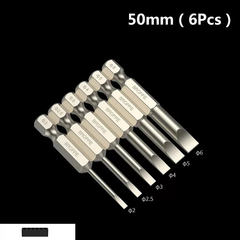 Flat Head Screwdriver Bit Set Magnetic Tip Slotted Screwdriver Electric Driver Tool S2 Steel 1/4 Inch Shank Quick Change