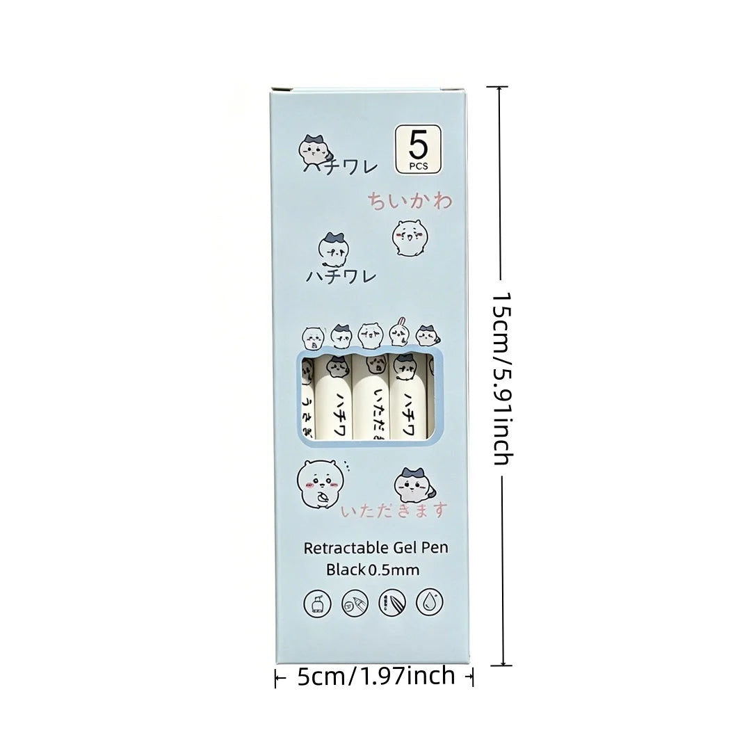 Cute Chiikawa Gel Pen Set | 0.5mm Black Ink, Ideal for Students & Chiikawa Fans, Perfect Back-to-School Gift & Present for Frien