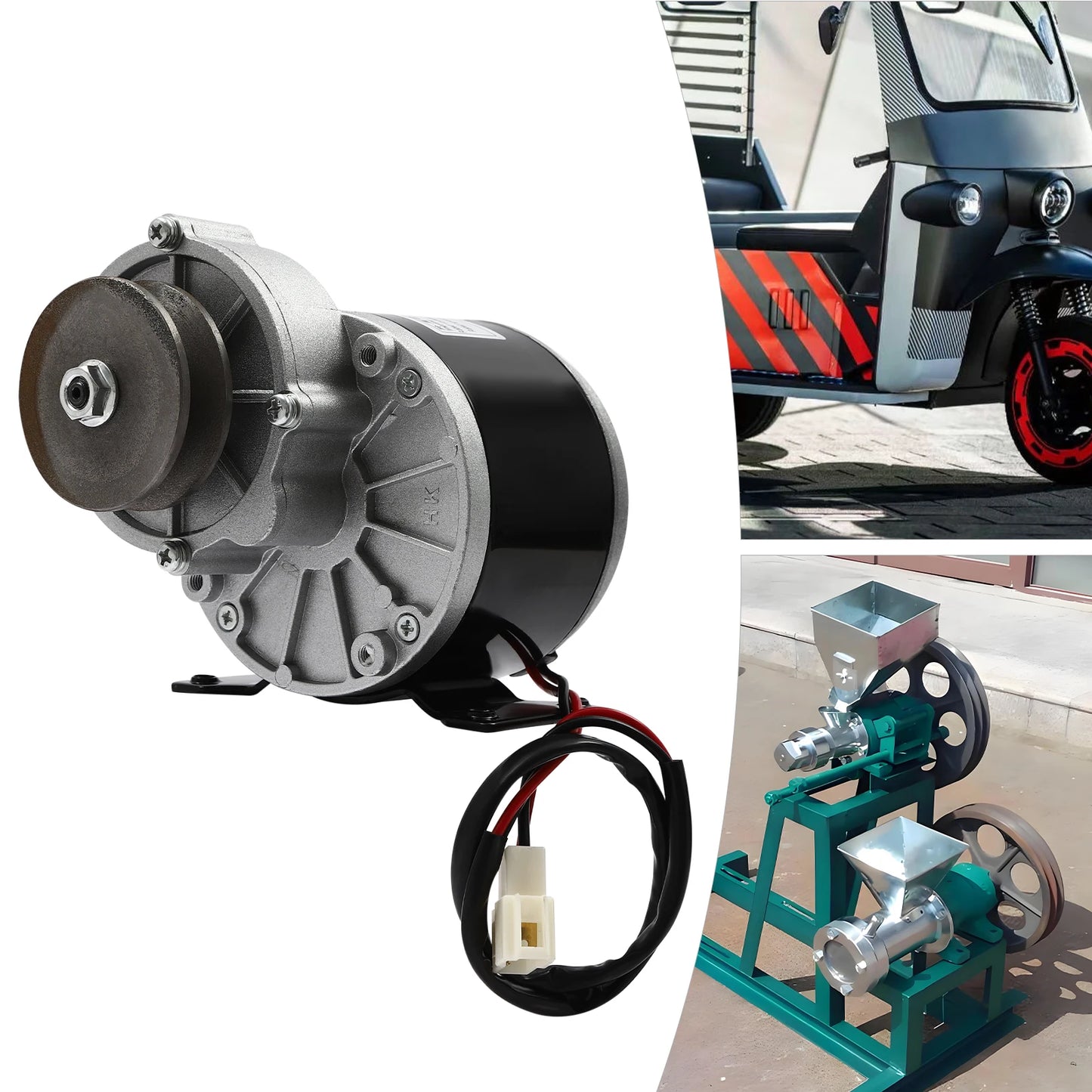 12V 250W Gear Reduction Electric Motor with Belt Pulley DC Motors Reductor for E‑bike Scooter
