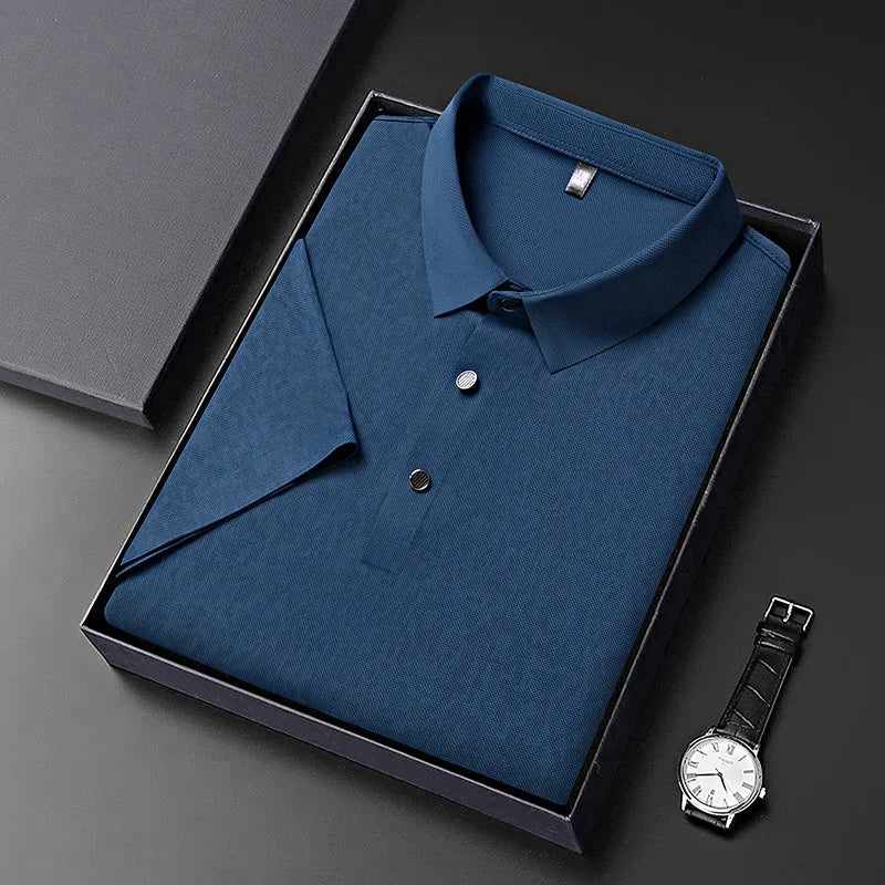 Men's Woven Textured Shirt - Wrinkle-Resistant, Full Button-Front