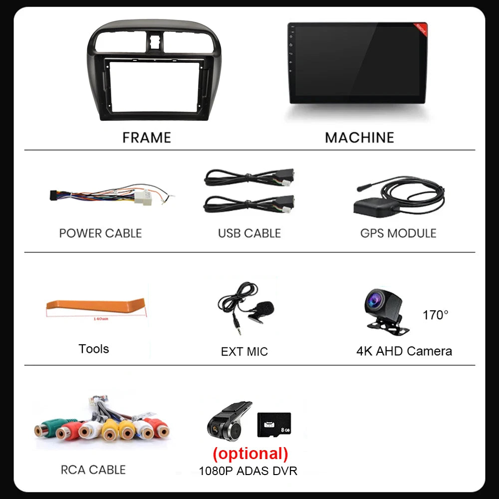 Car Stereo with Apple CarPlay & Android Auto, Compatible with Mitsubishi Mirage & Attrage (2012-2018)