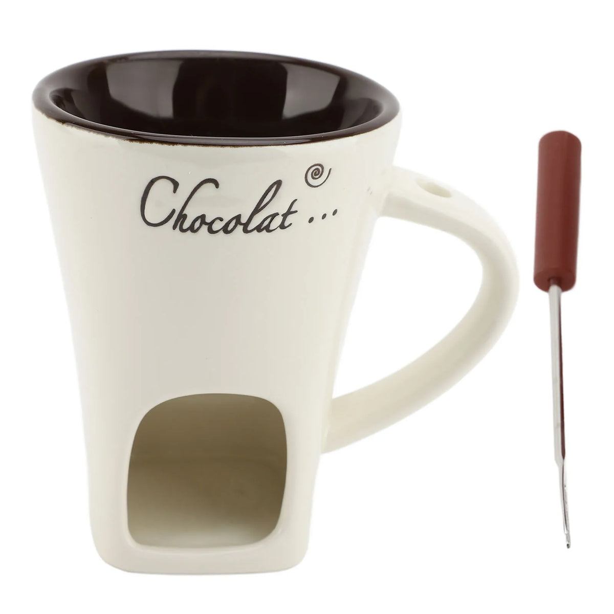 Ceramic Chocolate Melting Mug with Fork - Fondue and Butter Warmer Pot - photo 7
