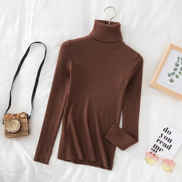Women's Soft Turtleneck Sweater — Cotton Blend Knit
