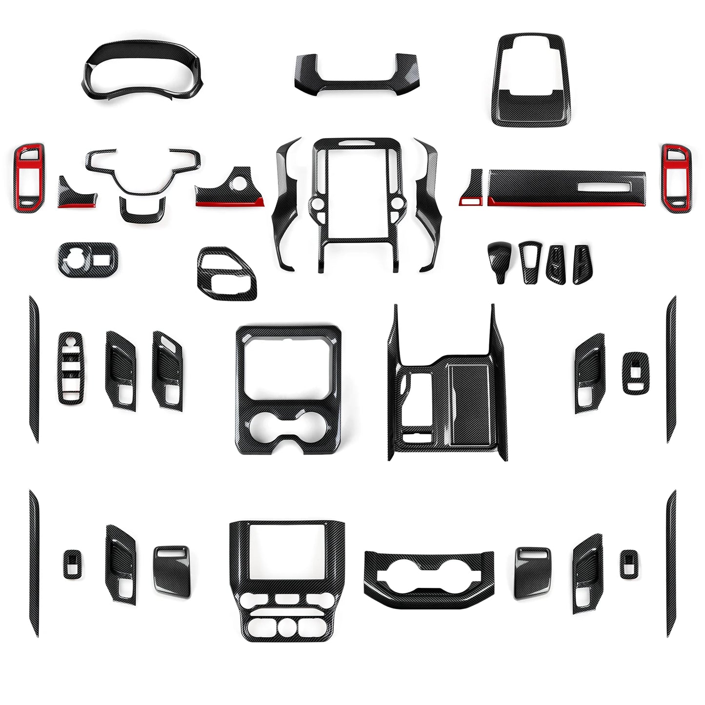 Carbon Fiber Interior Trim Sticker Kit for Dodge RAM 1500/2500/3500 2019-2026