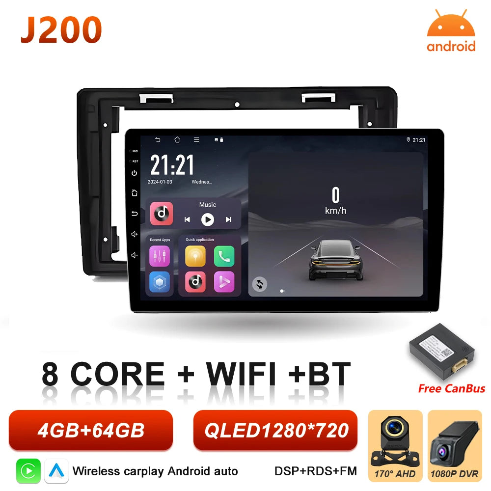 10" Android Car Radio with Wireless CarPlay & GPS — Dodge RAM 1500 (2008-2012)