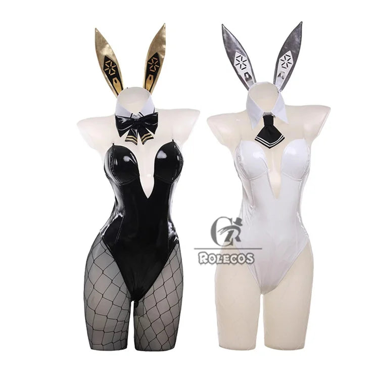 ROLECOS NIKKE Goddess of Victory Blanc Bunny Girl Costume Noir Bunny Suit Women Sexy Cosplay Suit White and Black Jumpsuits
