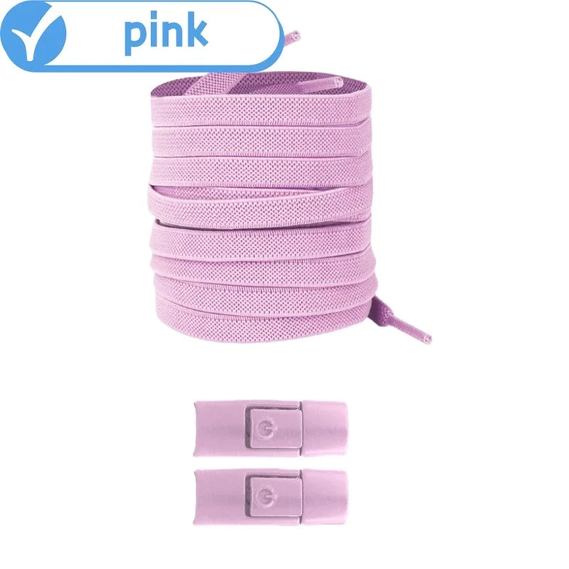No-Tie Elastic Shoelaces with Press Lock – 8mm Flat Sneaker Laces for Kids & Adults | One Size Fits All Shoes