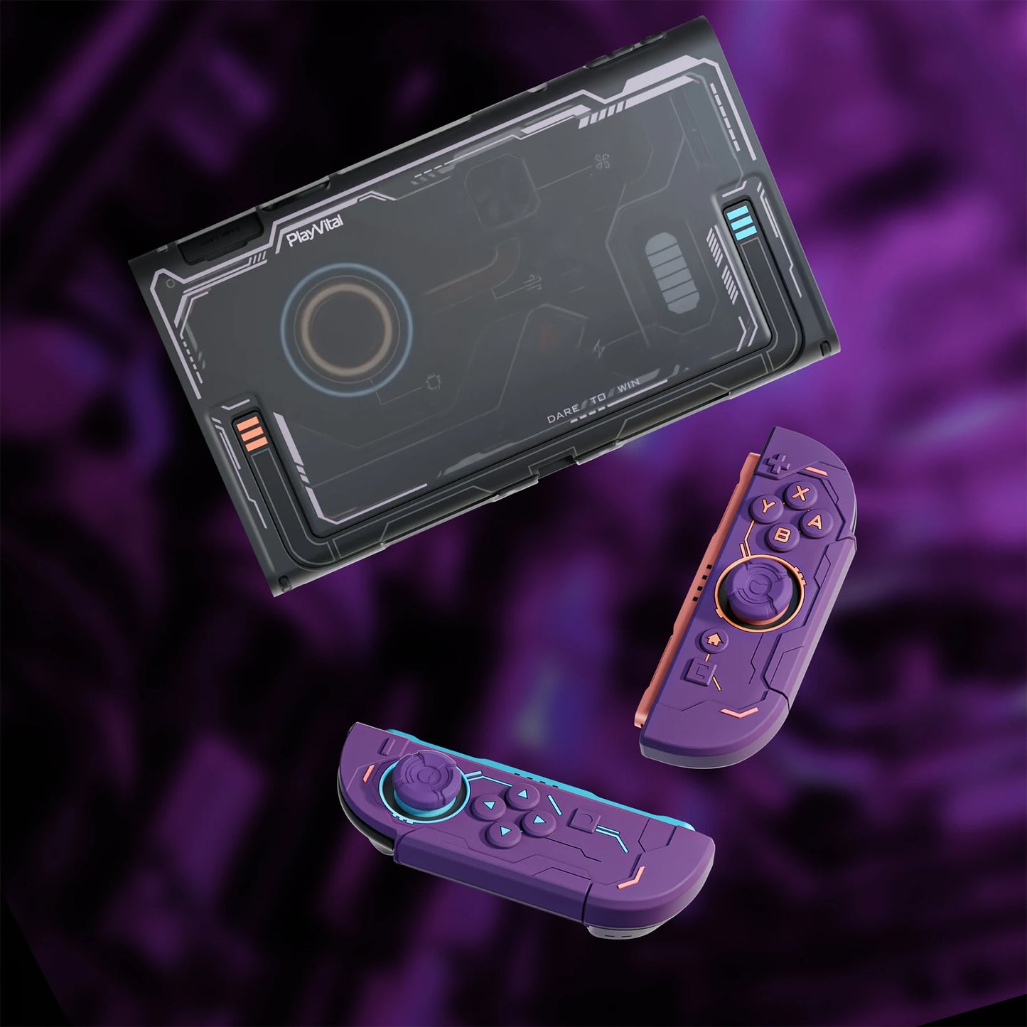 PlayVital Protective Case for Nintendo Switch 2, Stellar Mecha Ergonomic Anti-slip Silicone Grip Cover, Dockable Hard Case Shell