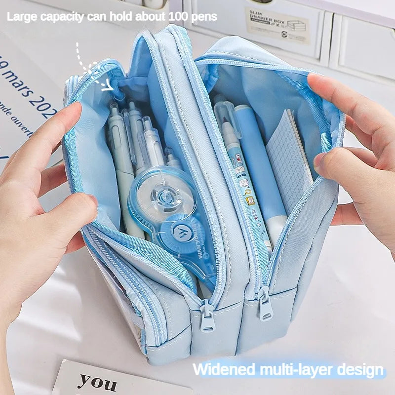 Clear Transparent Pencil Case, Large Capacity Multifunctional Stationery Storage Bag for School Students, Durable & Convenient