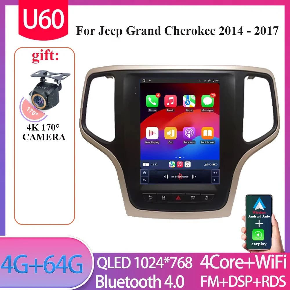 9. 7Inch For Jeep Grand Cherokee WK2 2014 - 2017 Wireless Carplay AutoRadio Car Radio Android 14 7862CPU Multimedia-player GPS