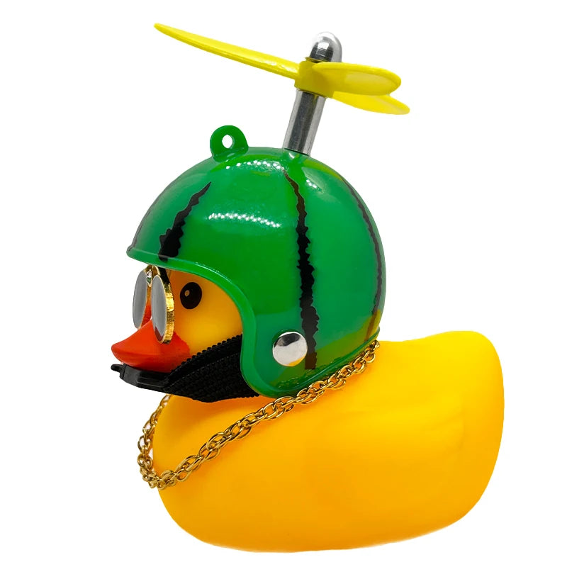 Motorcycle Accessories Cute Duck with Propeller Helmet Broken Wind Rubber Duck Toy Car Bicycle Small Yellow Duck Decor Ornaments