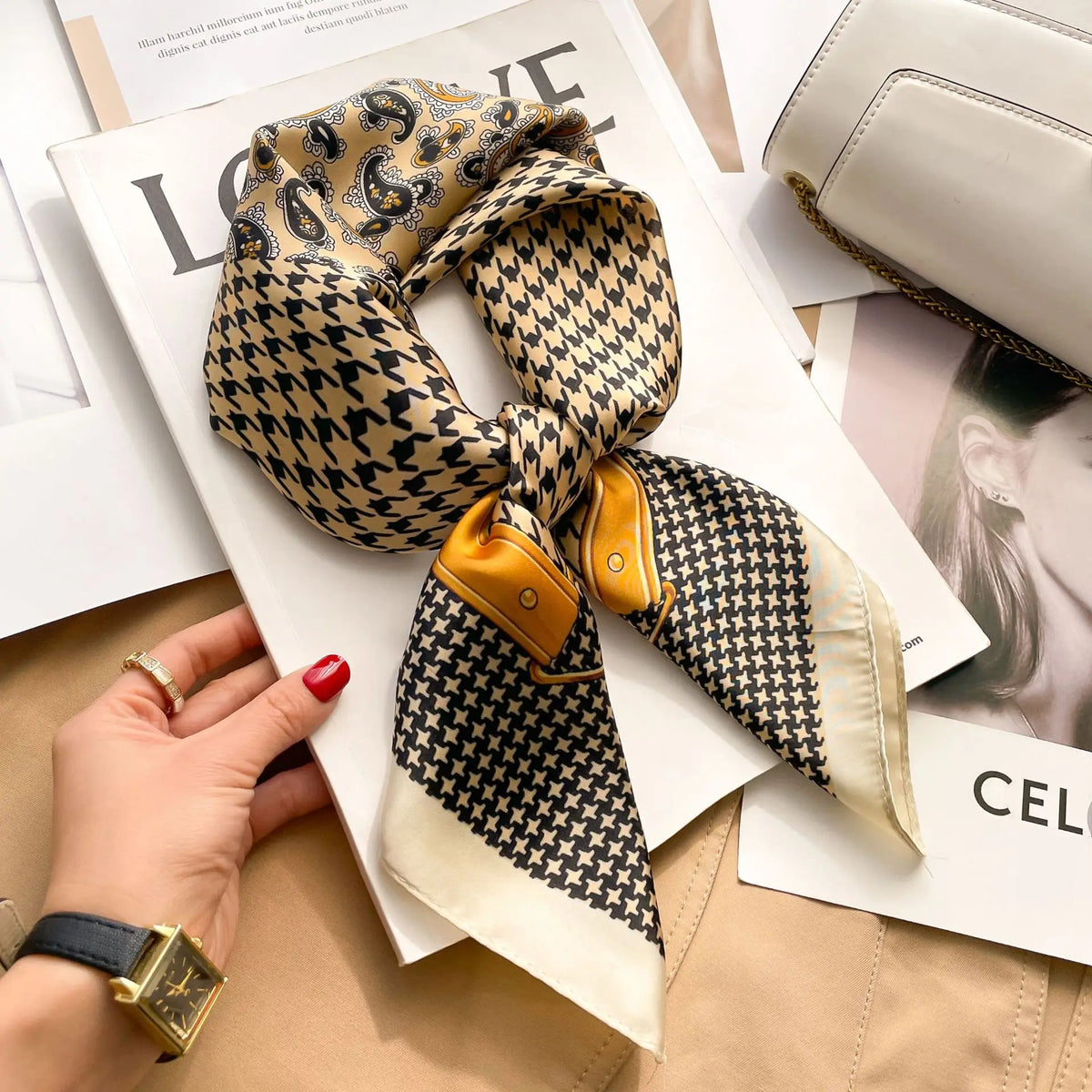 Women's Silky Square Headscarf - 70cm Satin Neckerchief & Bag Scarf - photo 10