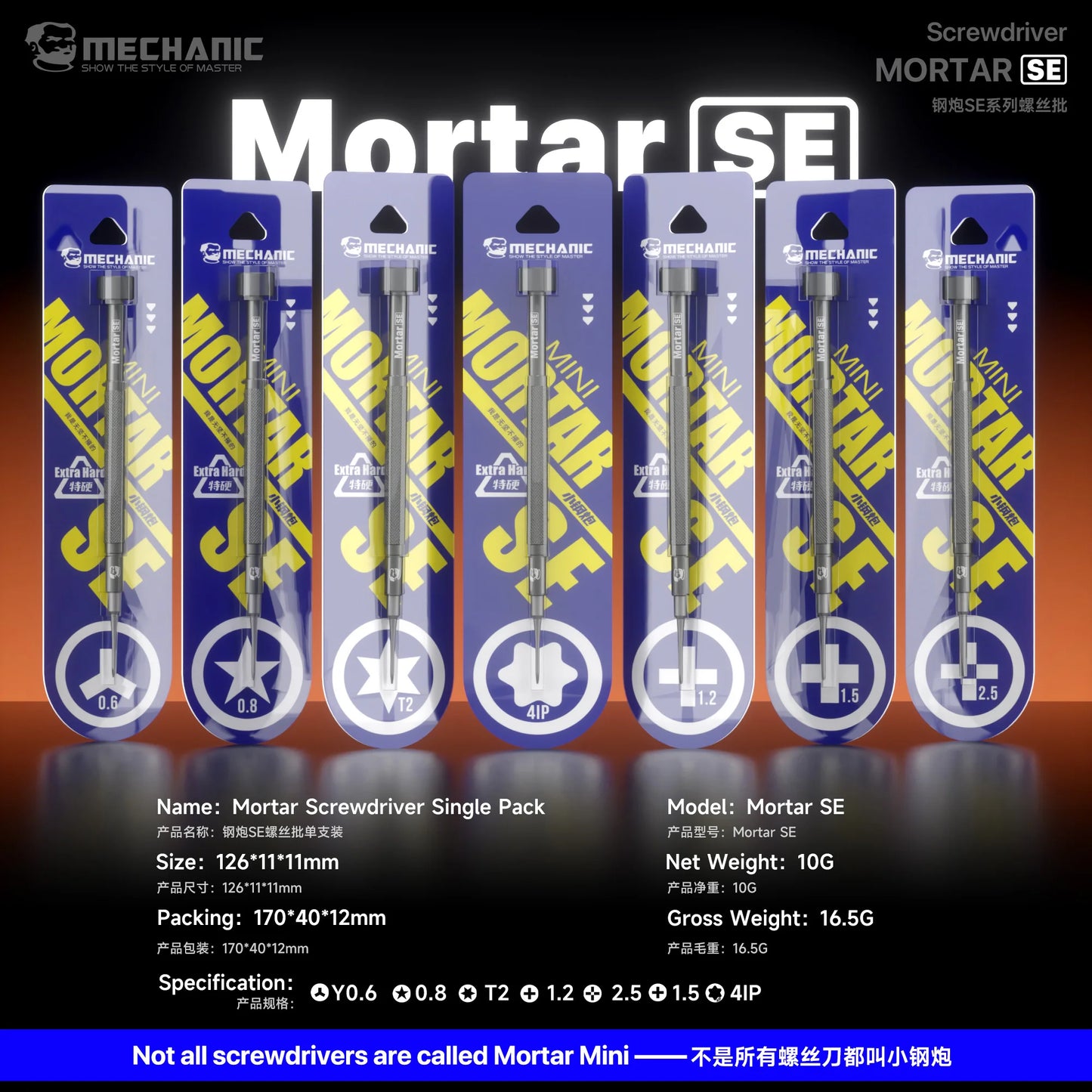 Mechanic MORTAR SE Magnetic Screwdriver Set Y 0.6,Pentalobe 0.8,Phillips 1.2 /1.5 ,Inner Hex 2.5 , Screwdriver Repair Tool Kit