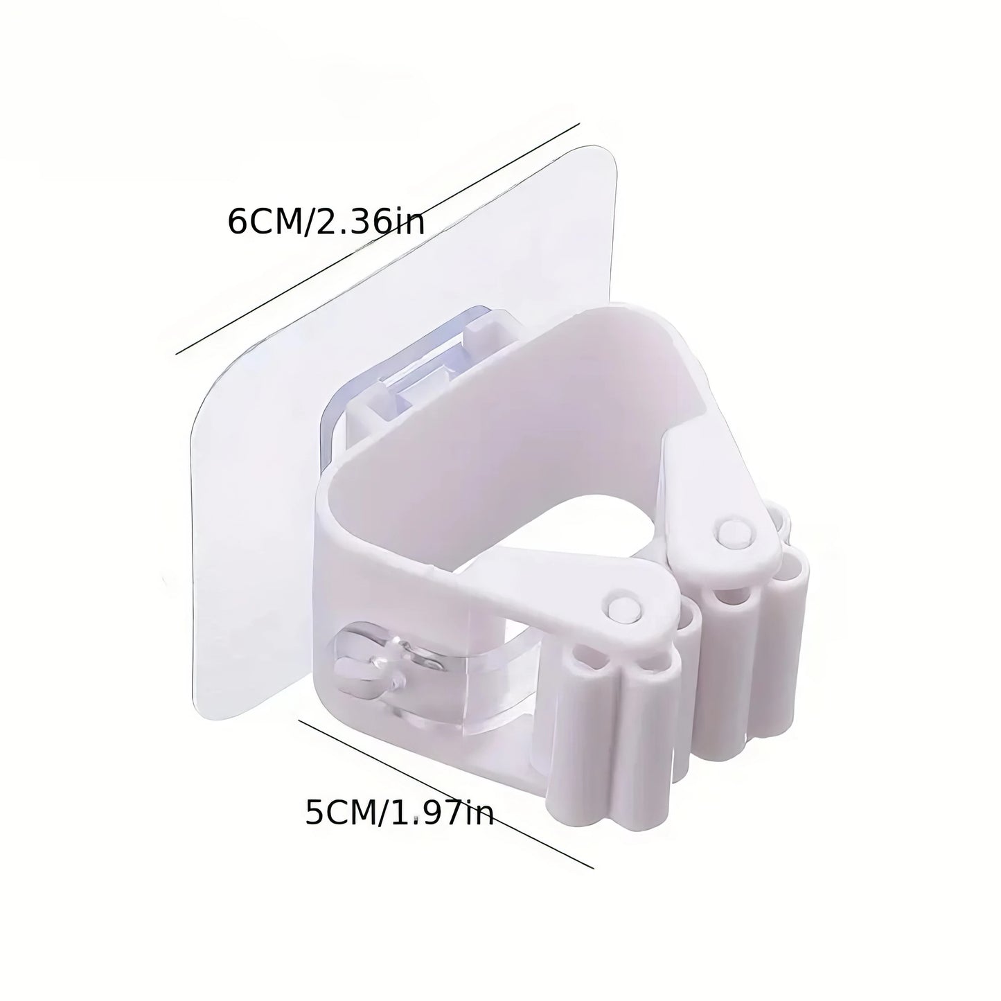 4pcs Wall-Mounted Broom & Mop Holders: Heavy-Duty Adhesive Clips for Multi-Functional Tool Organization
