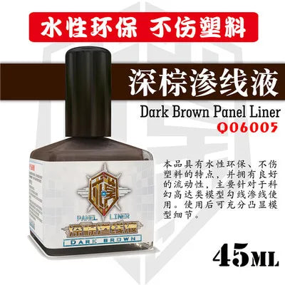 Q06001 45ML Metallic Panel Line Water Based Accent Color for Gundam Gunpla Mecha Doll Tank Plane Military Model Coloring Tool
