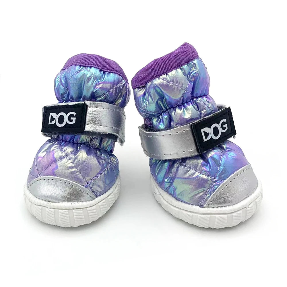 Fleece-Lined Dog Snow Boots Set of 4 - Rubber Sole Winter Booties - photo 11