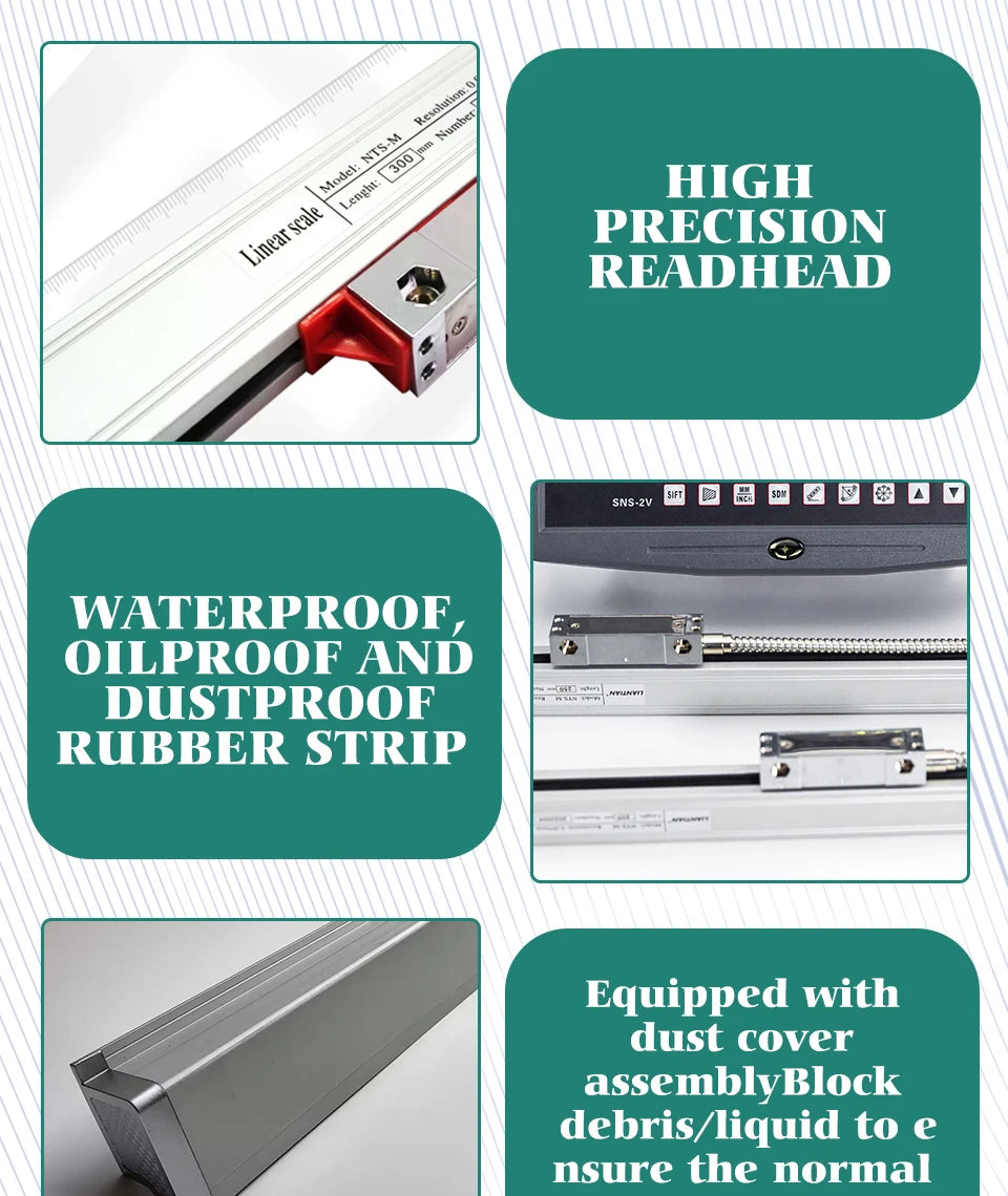 LCD DRO  Display YH800-2 2 Axis  19 language AC90-260V Displacement sensor  50-1000mm Linear Scale Encoder Grating Ruler