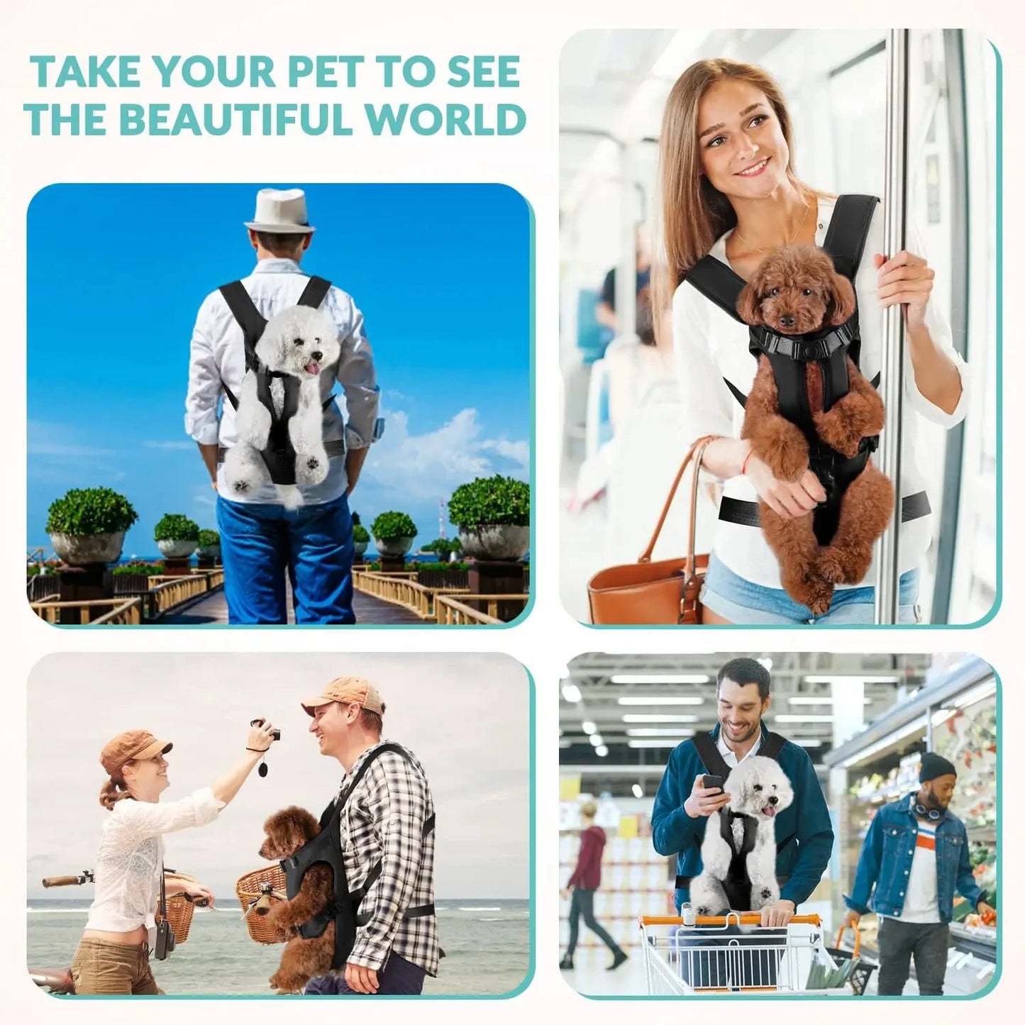 Hands-Free Dog Carrier Backpack – Thickened Sponge Front Pet Carrier | Adjustable Outdoor Backpack | S–XL (Black)