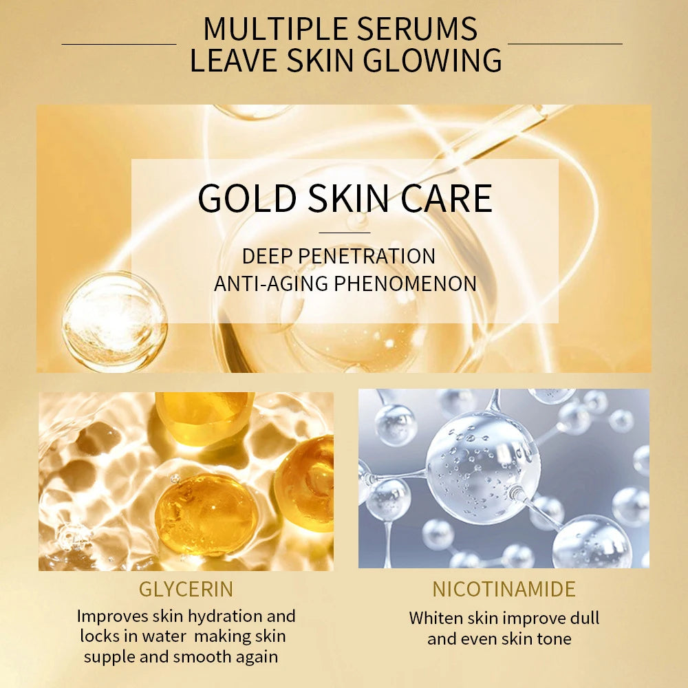 24K Gold Hyaluronic Acid Nicotinamide Face Serum Moisturize Softening The Skin, Preventing Dryness and Cracking Facial Essence