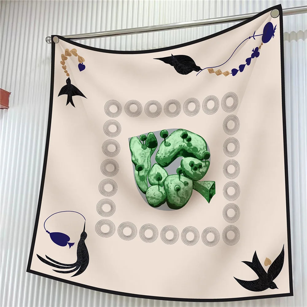 90cm Elegant Floral Silk Scarf for Women - Versatile Fashion Accessory