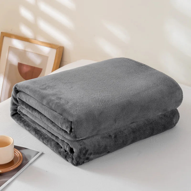 Coral Fleece Flannel Blanket, Soft Lightweight Bed Throw