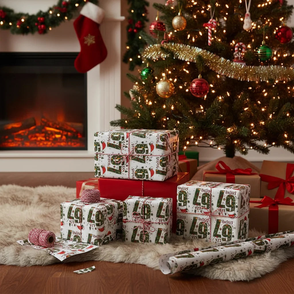 Christmas Gift Wrap Paper 90cm Long Roll Width Fun Holiday Party Creative Present Wrapping Paper For Family Office Party Gift