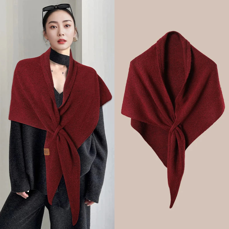 Women's Knit Triangle Shawl - Warm Neck and Shoulder Wrap - photo 3