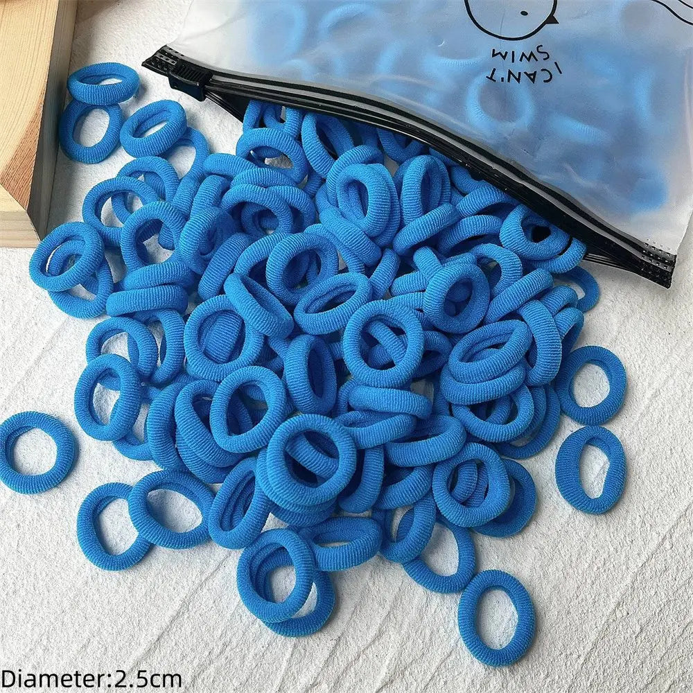 50pcs Black Elastic Hair Band Leagues Ties Colets Scrunchies Springs Gum Accessory For Girl Women No Damage Pigtails Holder Set