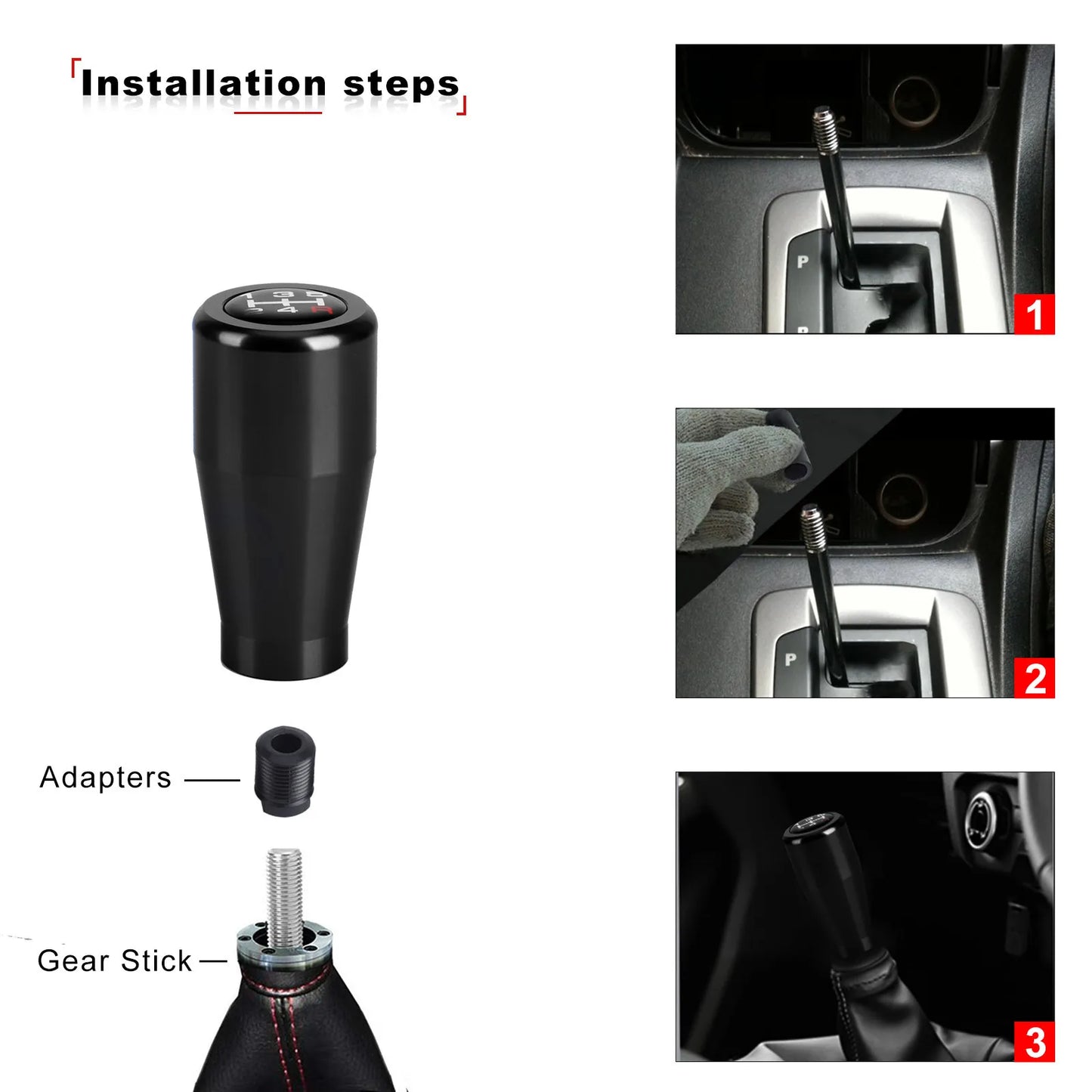 5 Speed Aluminium Gear Shift Knob Universal M8 M10 M12 Racing Shift Lever For Manual Transmission Gear level Knob Shift