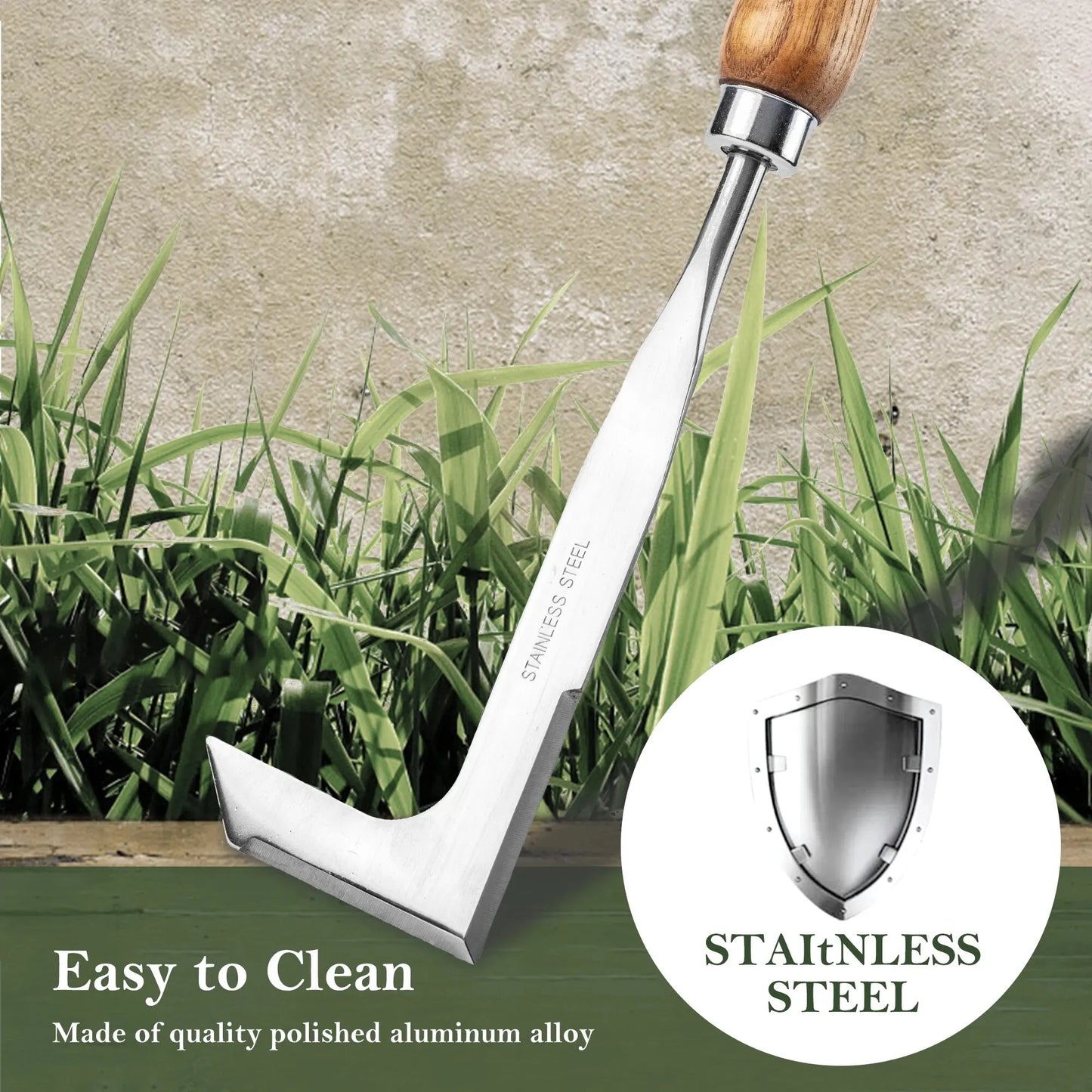 EZARC Crack Weeder Crevice Weeding Tool 11.2" Stainless Steel Manual Weeder L-Shaped Puller Spatula Weeding Sickle