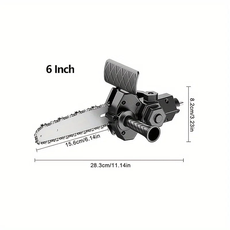 4/6“Mini Chainsaw Drill Conversion Electric Handheld Lawn Garden Saw Woodworking Log Cutting Home Use Portable Power Tool
