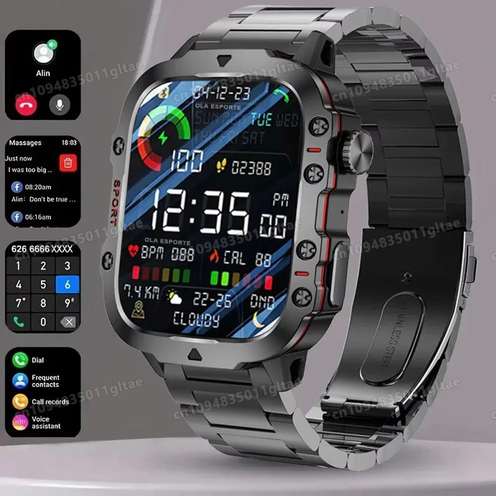 2026 Military Smart Watch – IP68 5ATM, 1.81" AMOLED, Bluetooth Call & Outdoor Fitness Tracker | Men