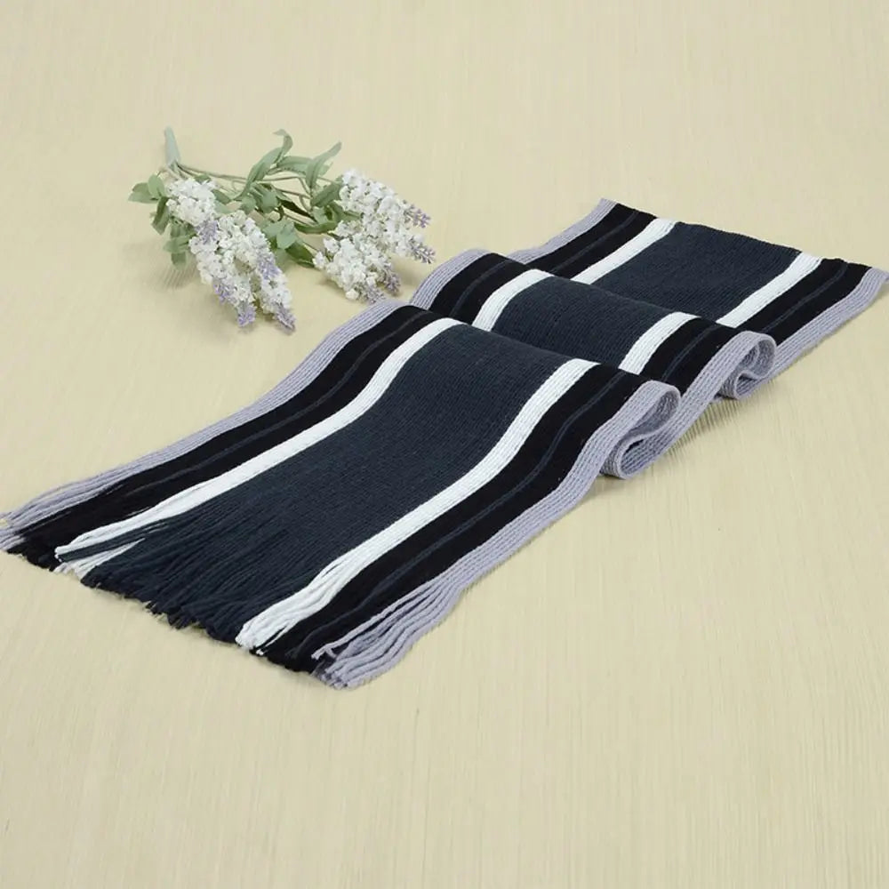 Men's Striped Winter Scarf with Tassels - Long Cashmere-Feel Wrap - photo 13